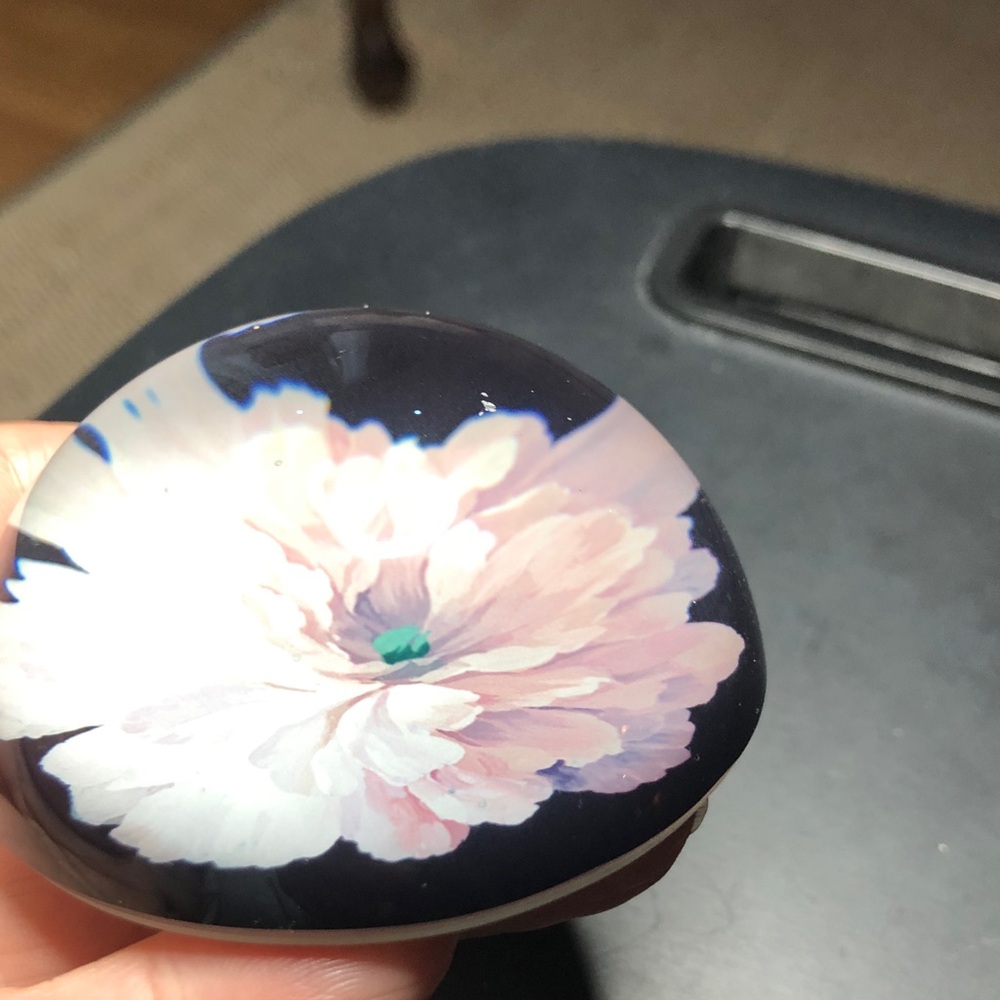 Hand-Painted Floral Glass Paperweight - Pink Bloom